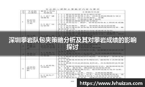 深圳攀岩队包夹策略分析及其对攀岩成绩的影响探讨